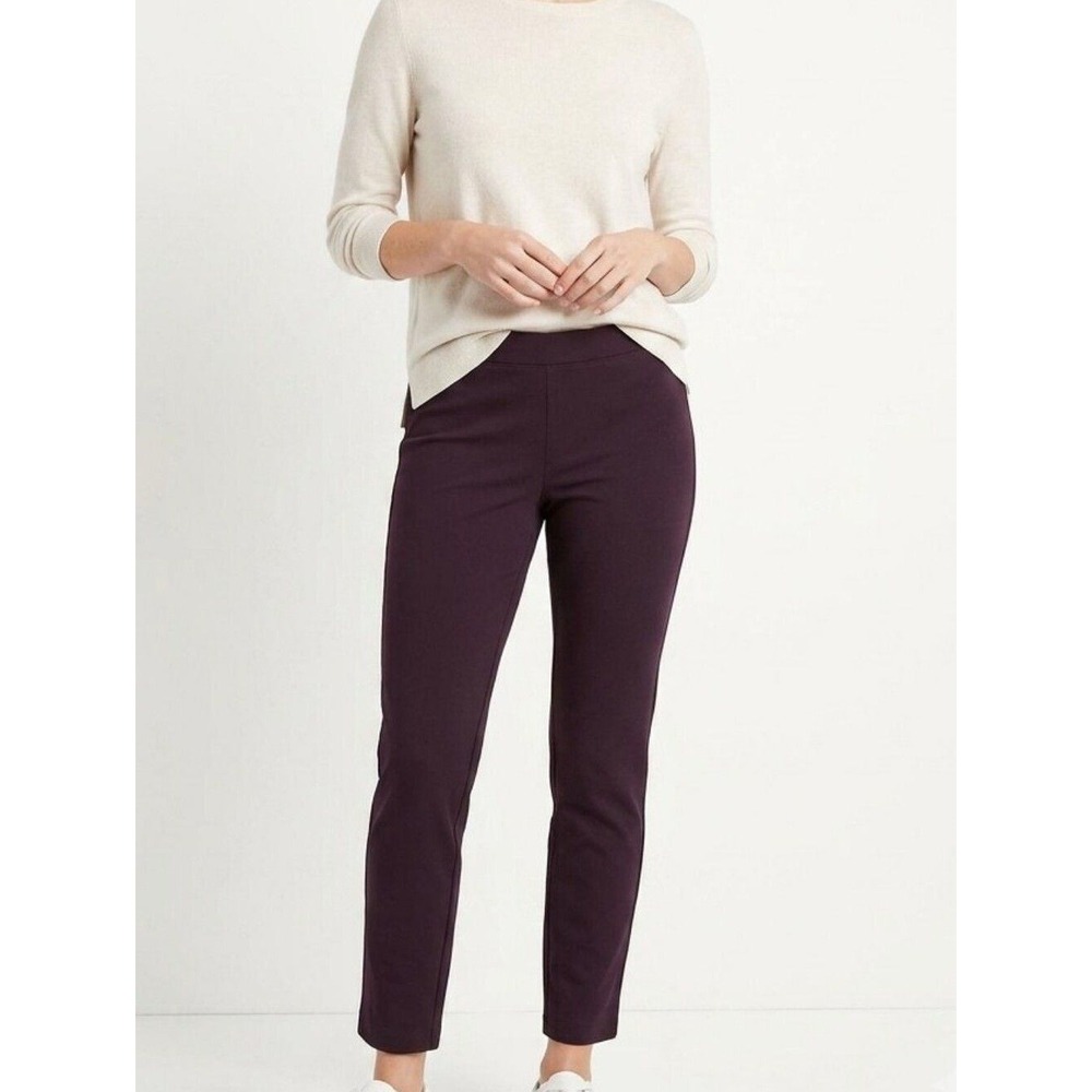 Eileen Fisher Women L Leggings Burgundy Stretch Pull On Pant R18TK Quiet Luxury